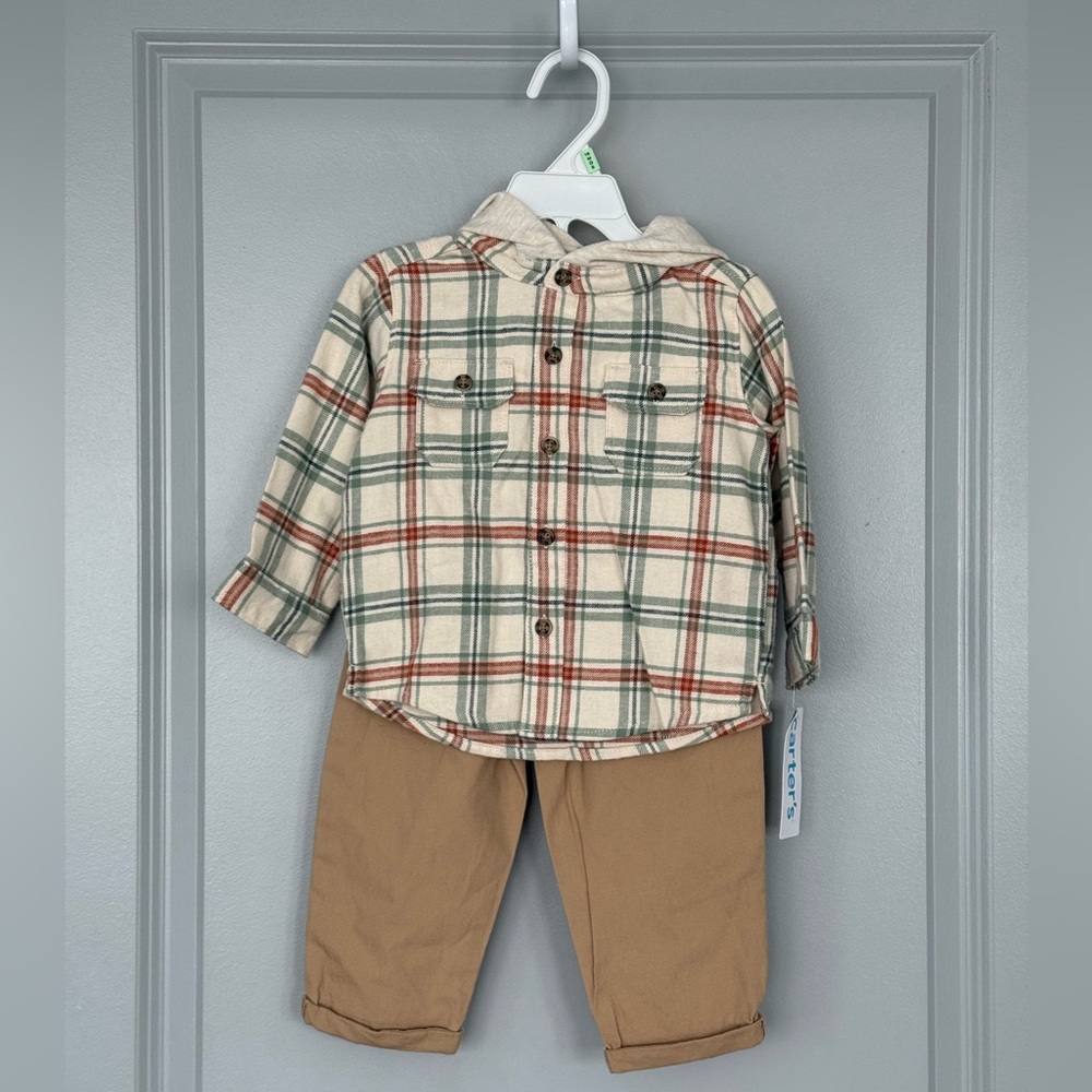 NWT Carter’s Toddler Plaid Hooded Outfit Set
